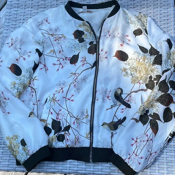 ZARA TRF Outerwear Floral Bomber Jacket Size M - Picture 9 of 12